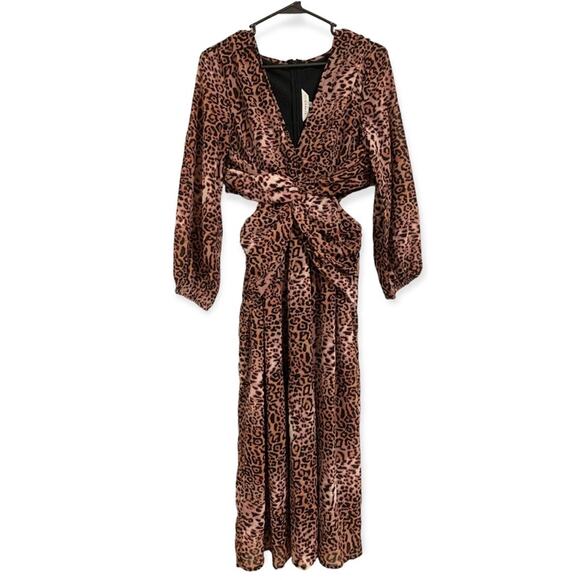 NWT Anthro Ranna Gill Printed Cut-Out Midi Dress animal print women’s size small - Picture 4 of 8